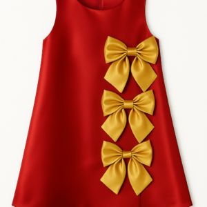 Vestido Laços de Encanto Vermelho com dourado
