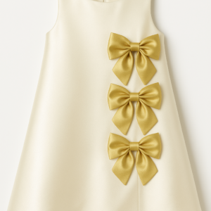 Vestido Laços de Encanto Off-white com dourado